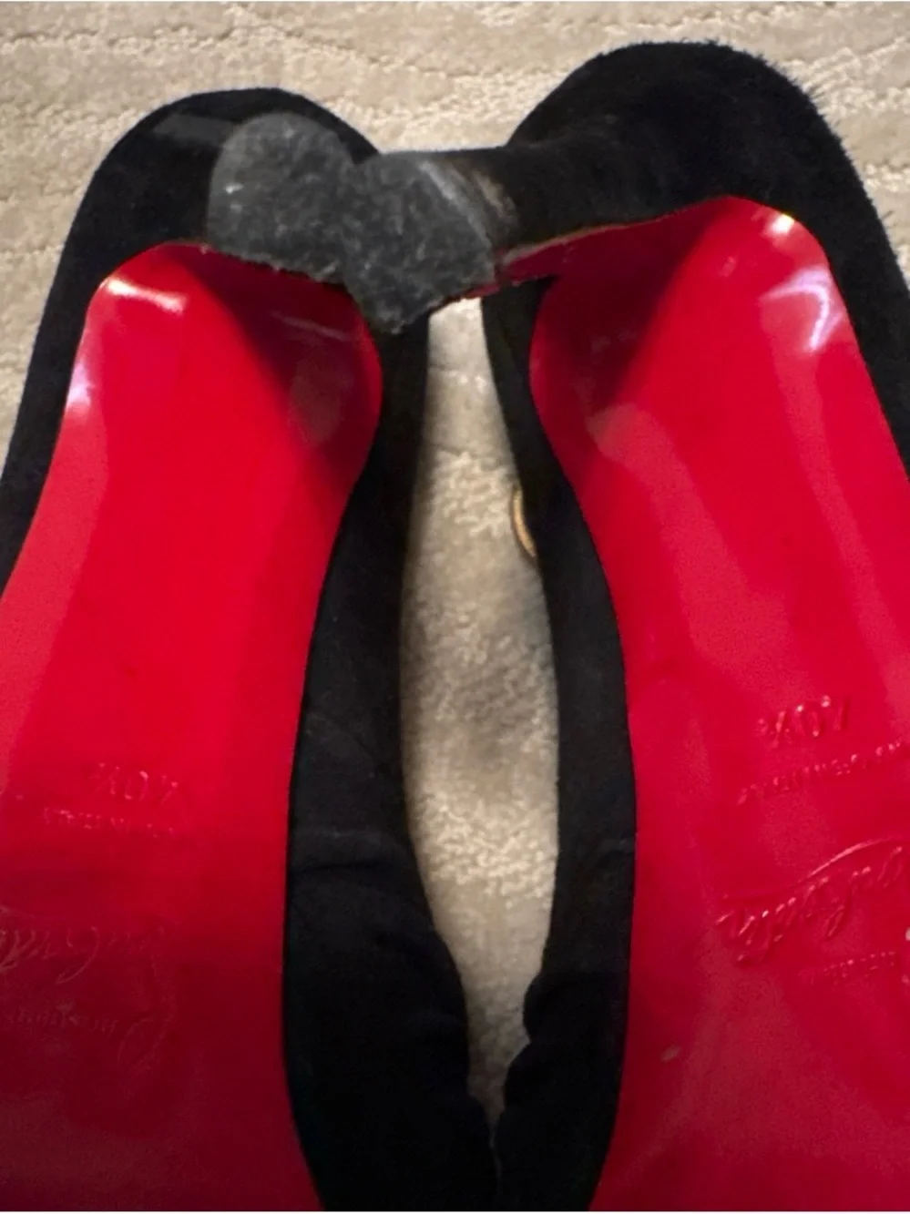 Christian Louboutin Black Suede Peep-Toe